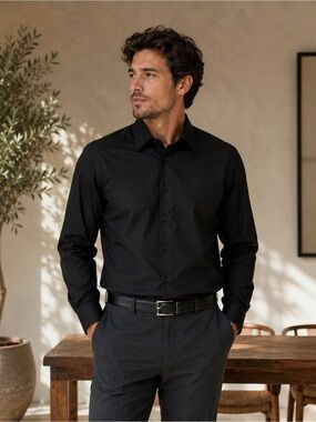 alfani black dress shirt Alfani Mens Slim fit Dress Shirt XL 17-17.5 36-37 Black Geometric  Bristol  Apparel Co